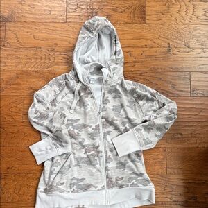 Athleta Camo Zip Hoodie - Gray and Cream